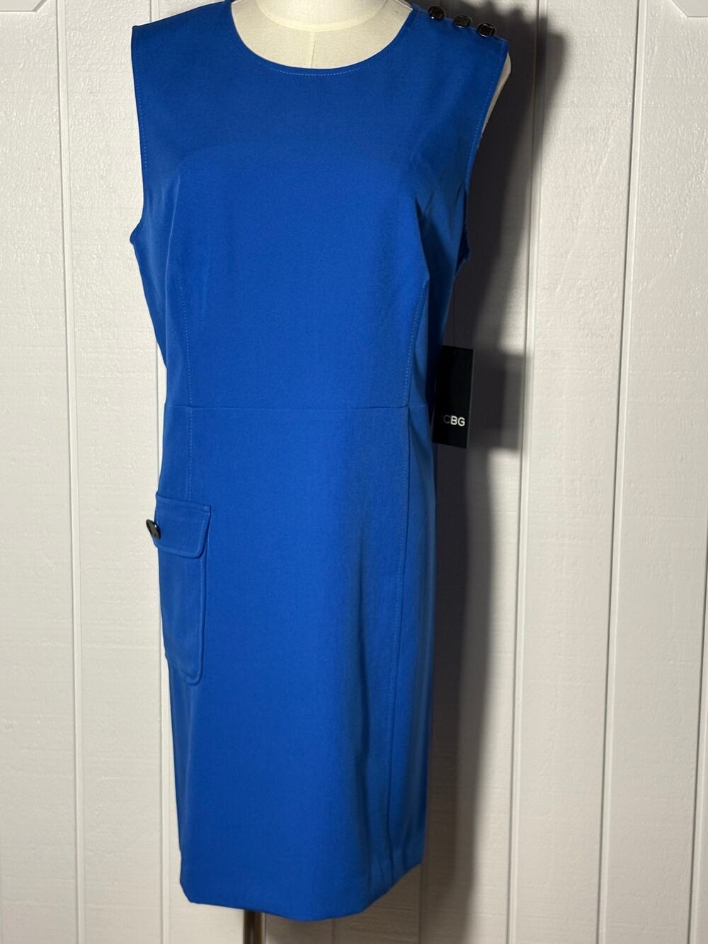 BCBG NWT Blue Mod Mini Dress 14 Retro 60s Go Go Shift Drop Waist $119